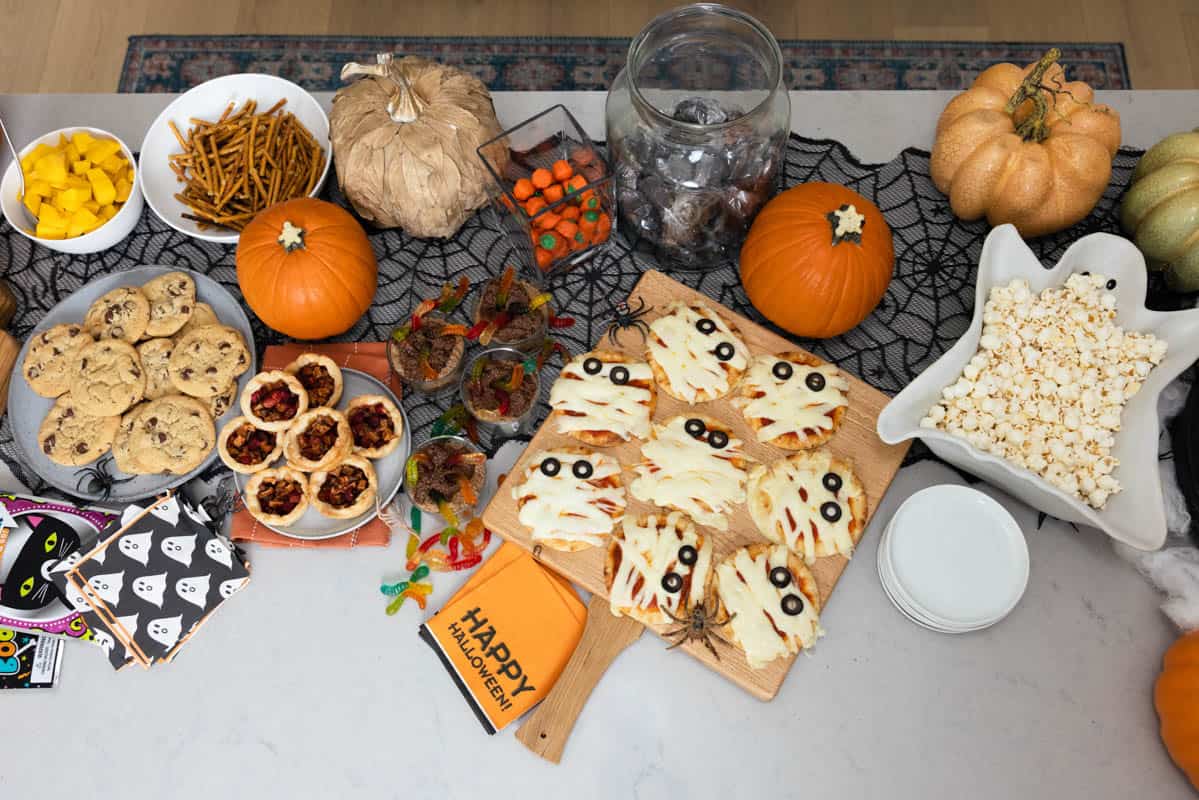 Halloween party food spread