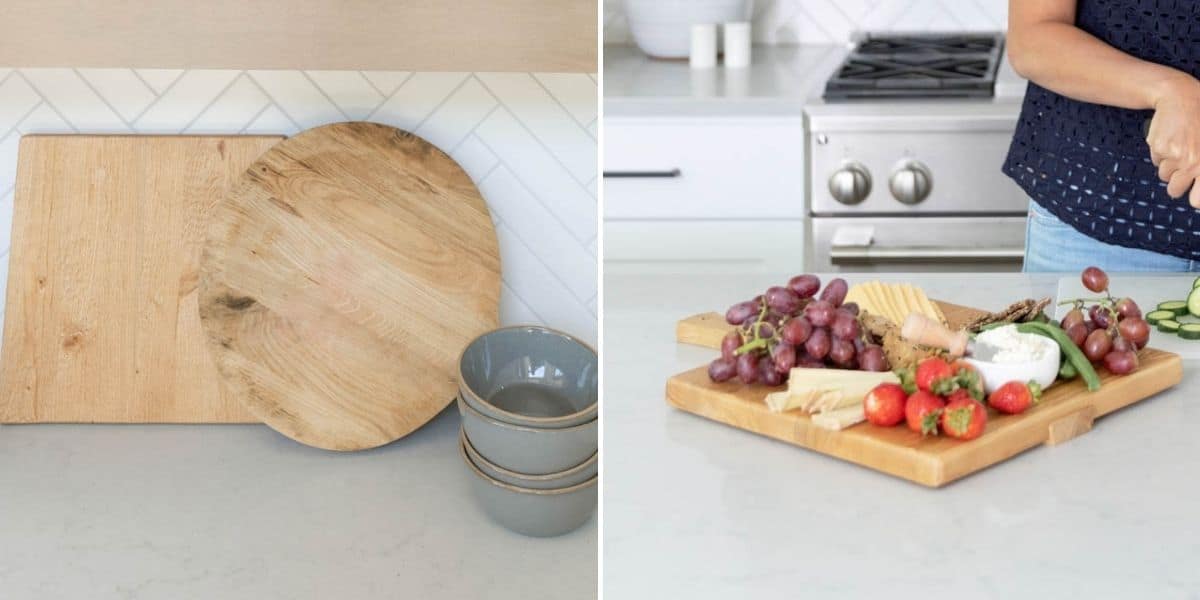 2 image collage showing etu home serving boards and cutting boards