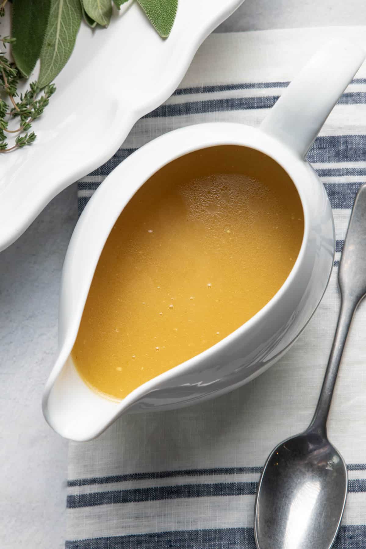 Homemade gravy from turkey drippings