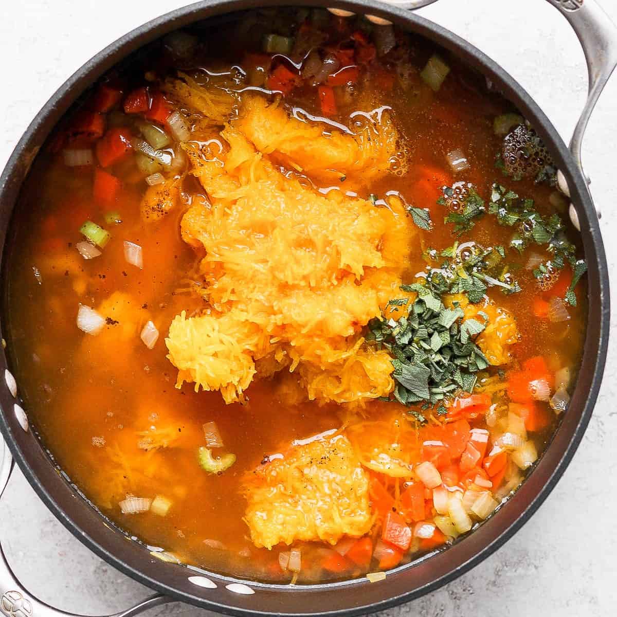 Broth on top with maple syrup and apple cider vinegar.