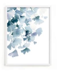 art piece with blue flowers