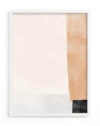 art piece with orange, brown, peach, black, and grey colors