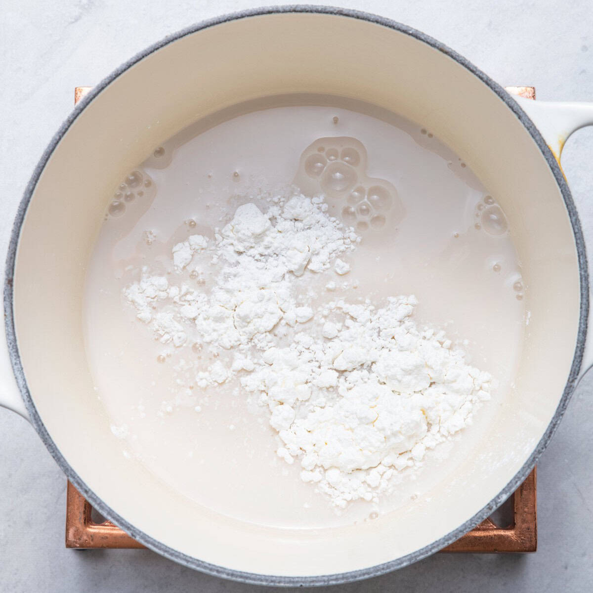 Cornstarch added to the pot.