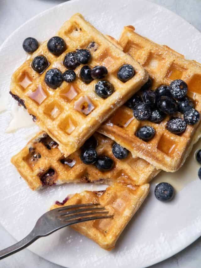 Fluffy Crisp Blueberry Waffle Recipe - Feel Good Foodie