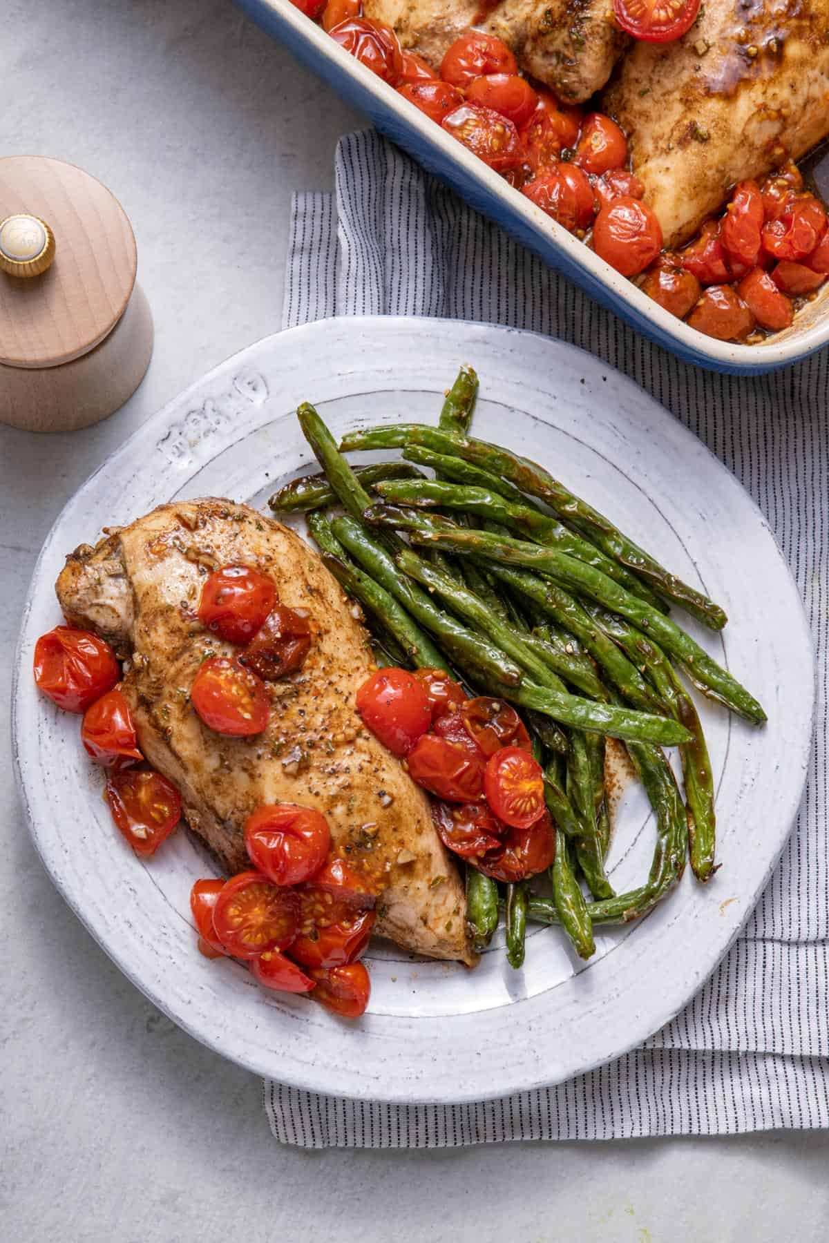 Plate of baked balsamic chicken