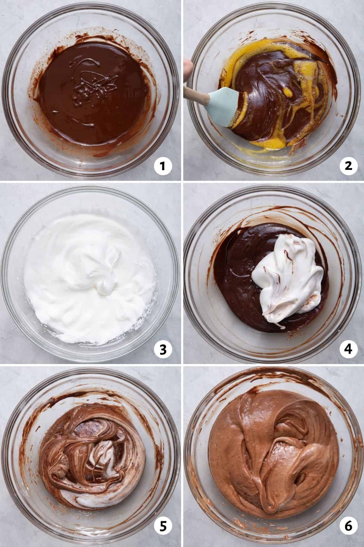 6 image collage to show how to make the souffle recipe