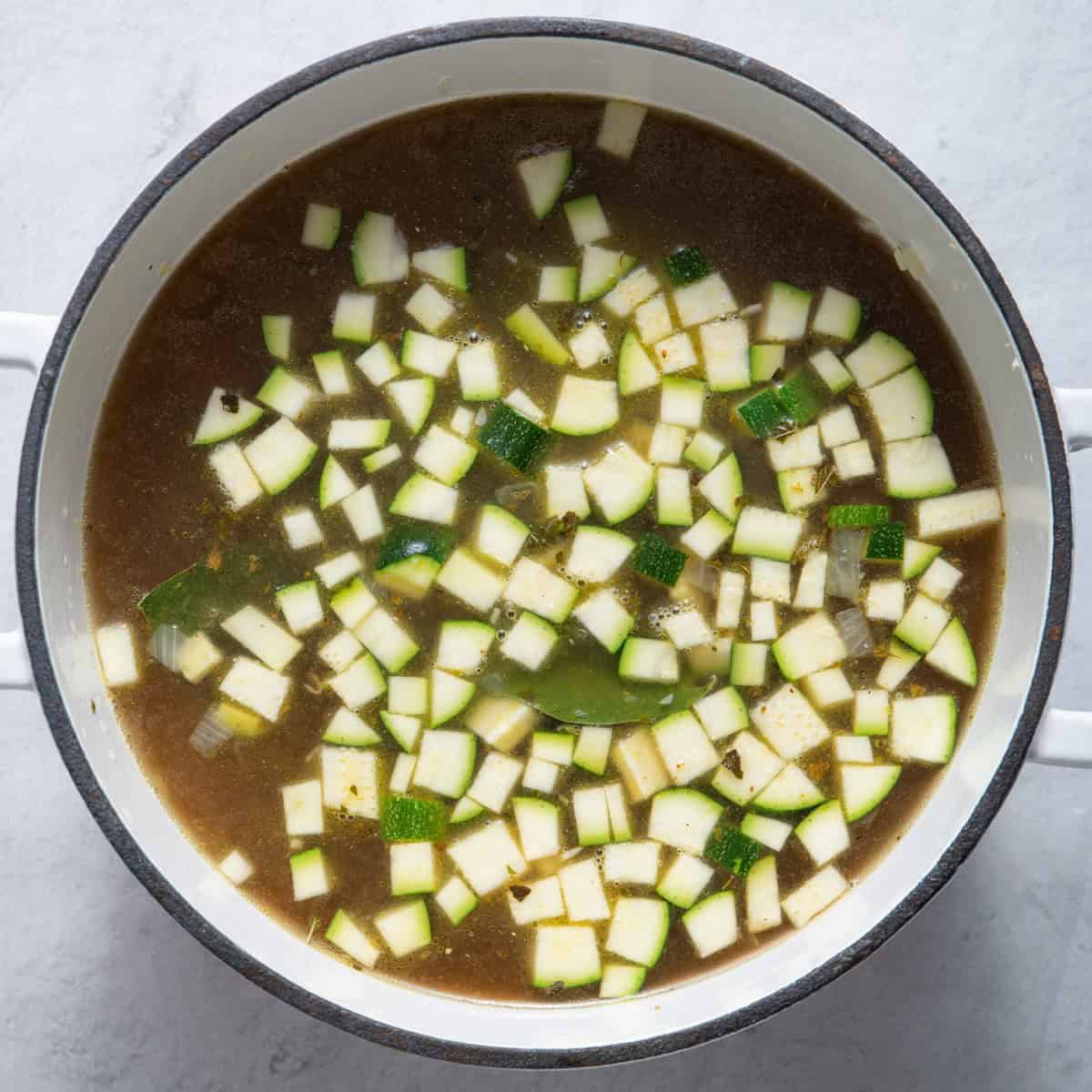 Vegetable broth and water added.