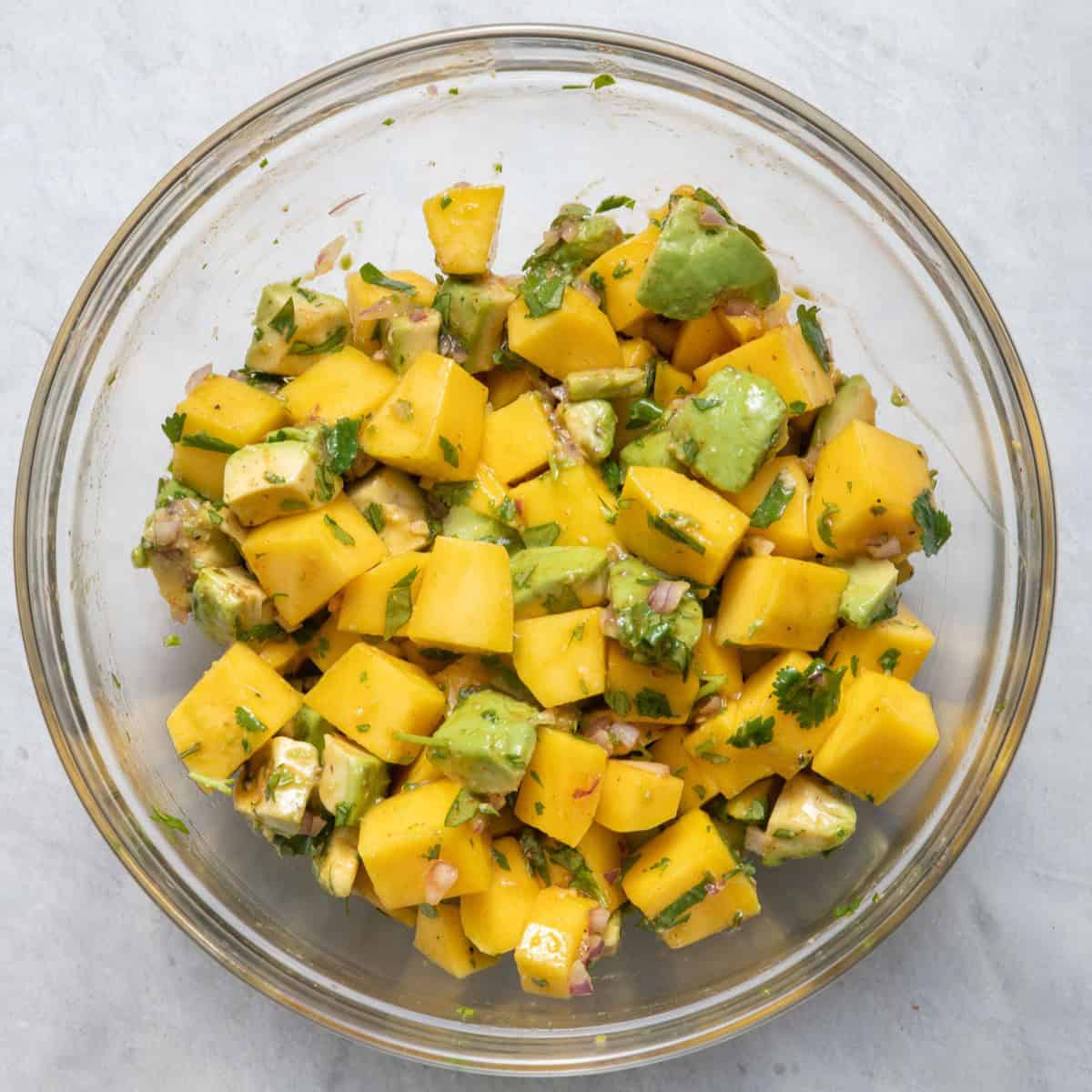 Mango Avocado Salad after fully mixed.