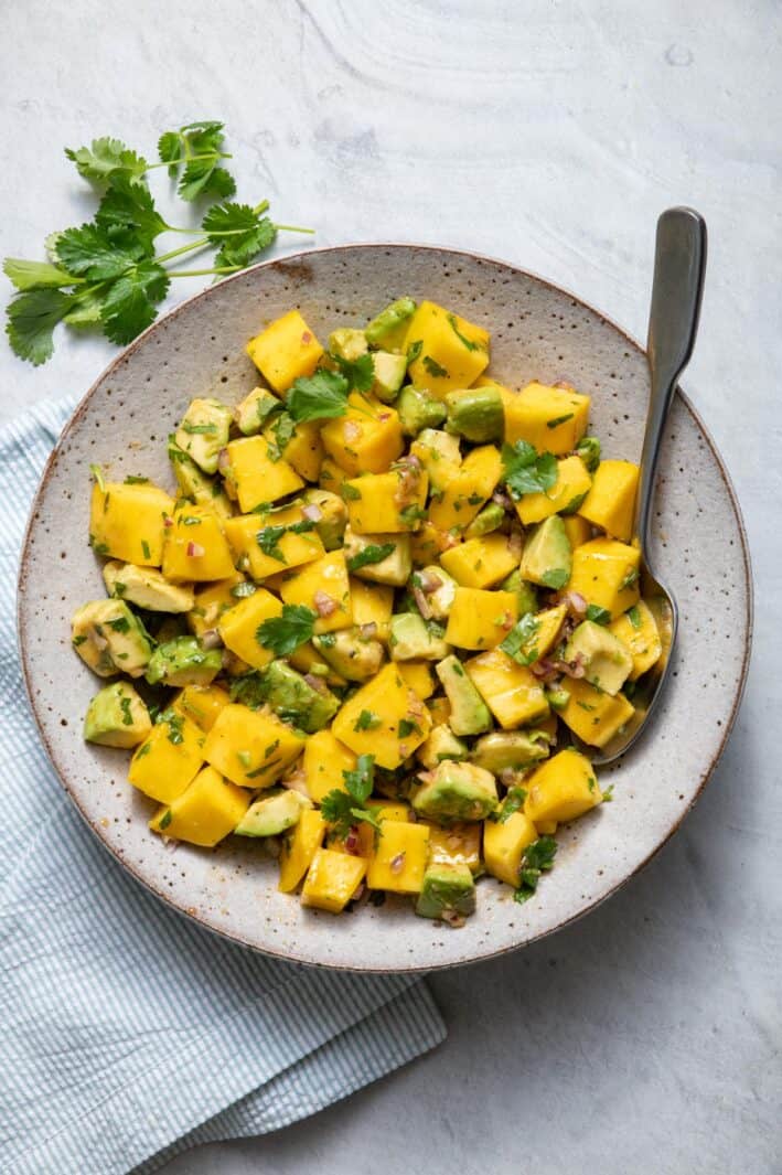 Mango Salad with Avocados & Lime Dressing - Feel Good Foodie