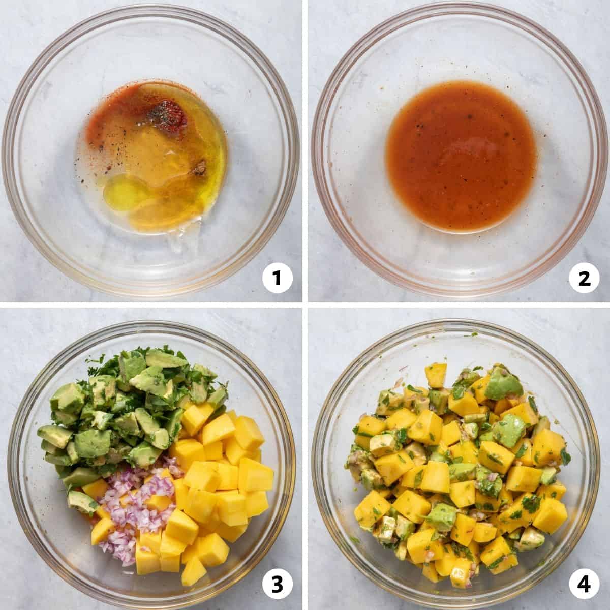 4 image collage to show how easy it is to make the quick salad recipe