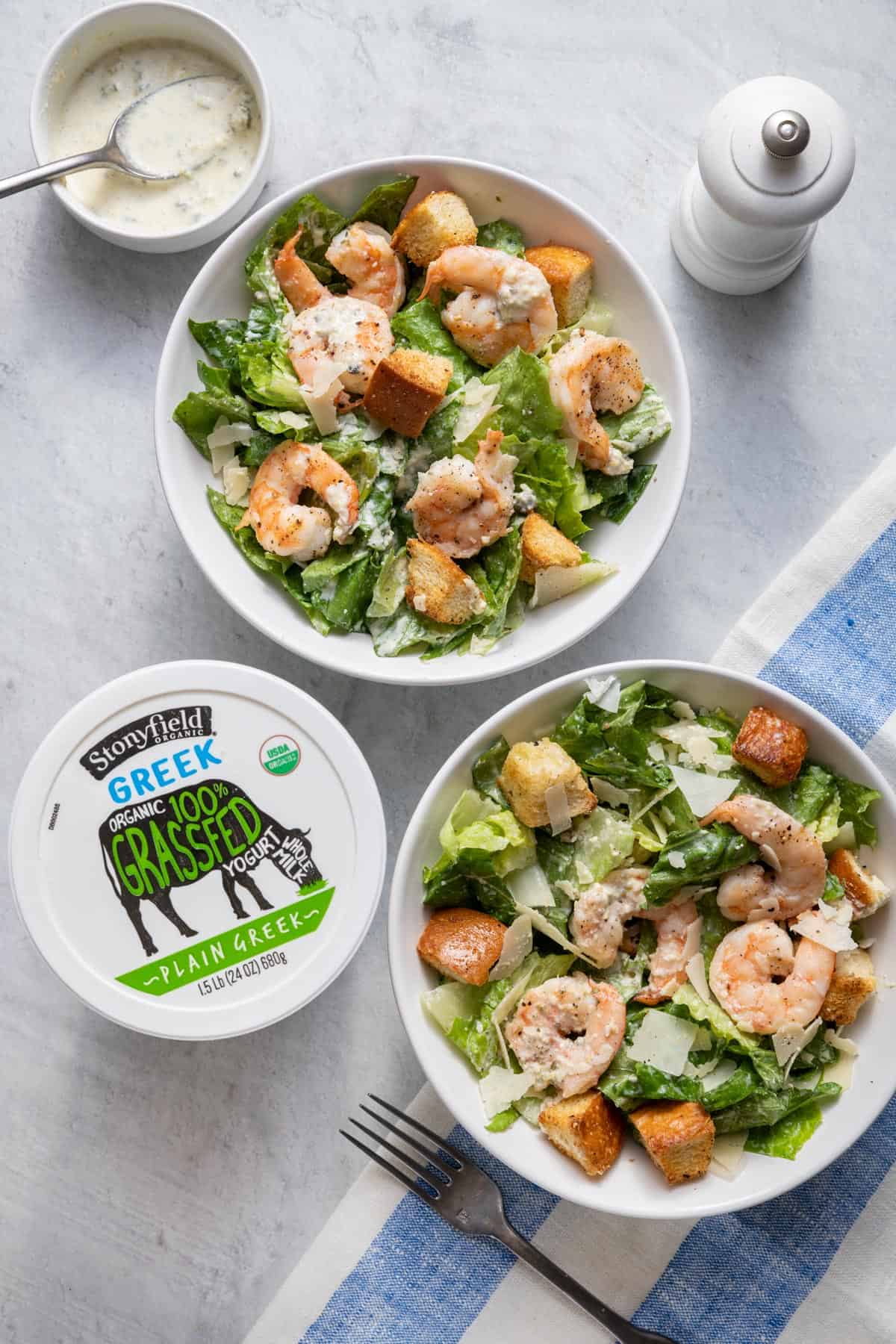 Shrimp Caesar Salad with Yogurt Dressing - FeelGoodFoodie