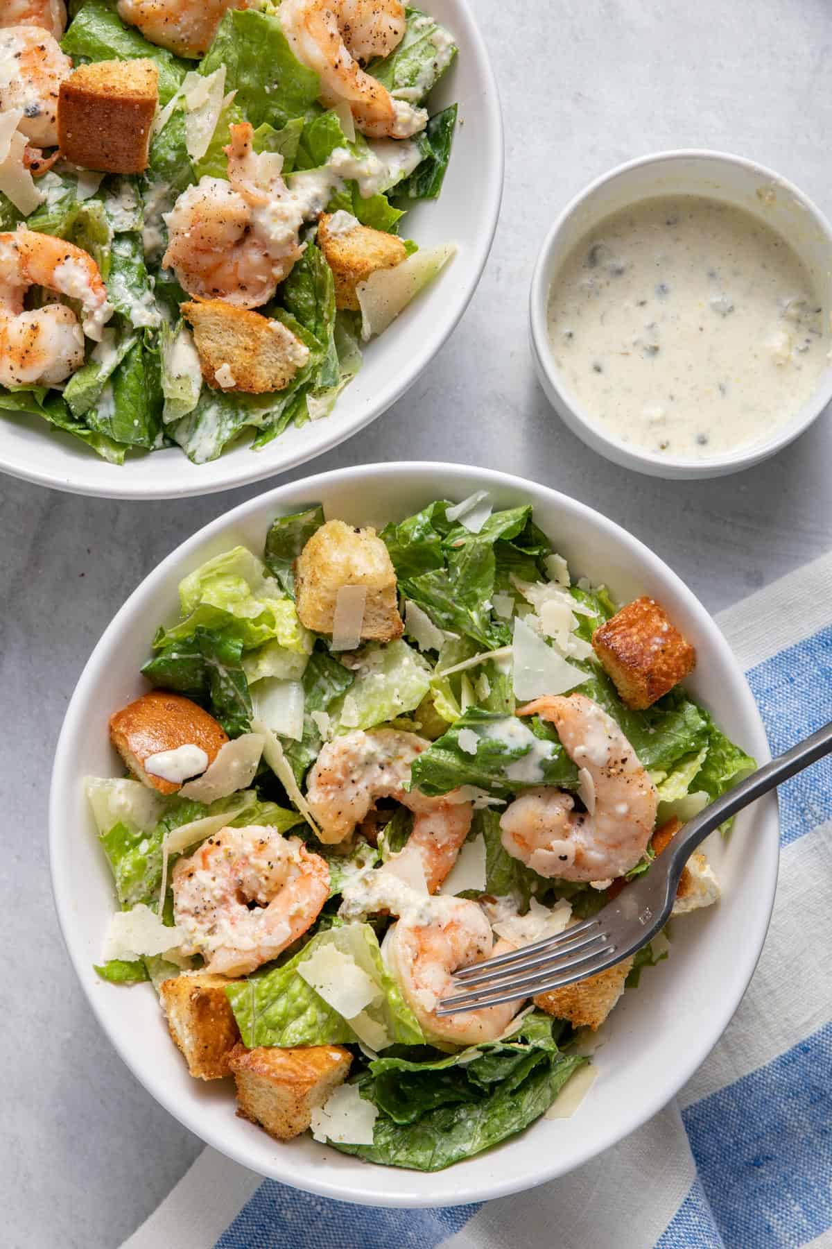 Shrimp Caesar Salad with Yogurt Dressing - FeelGoodFoodie