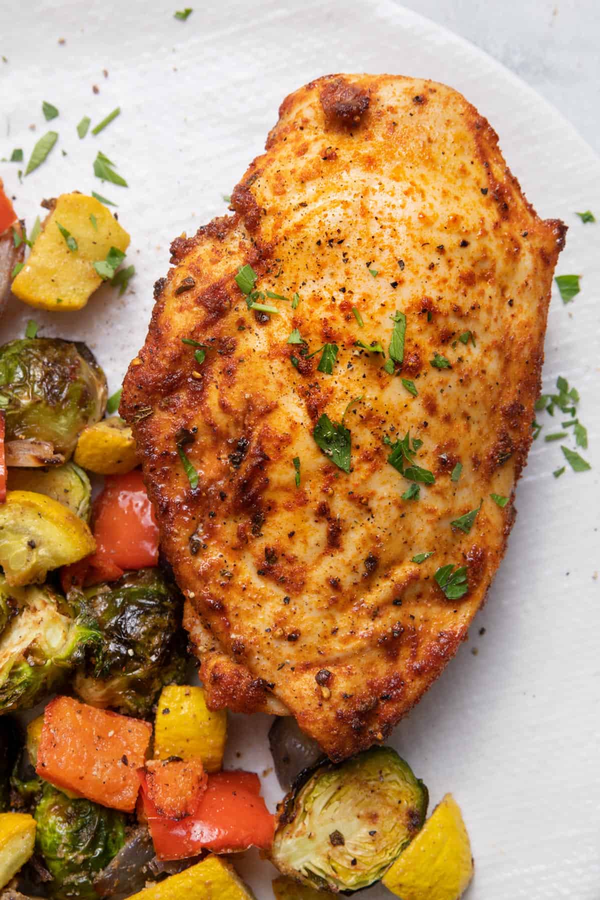 Close up shot of air fried chicken