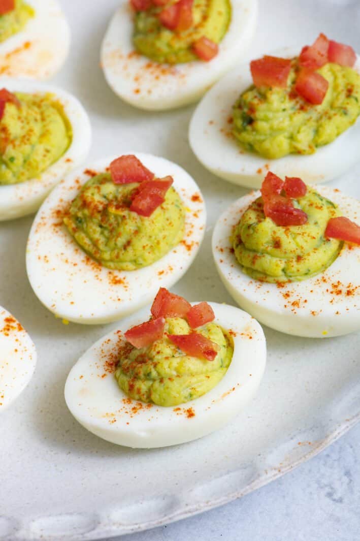 Avocado Deviled Eggs {With Lime & Cilantro} - Feel Good Foodie