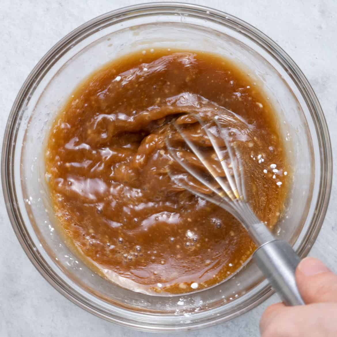 Ingredients for sauce after mixed.