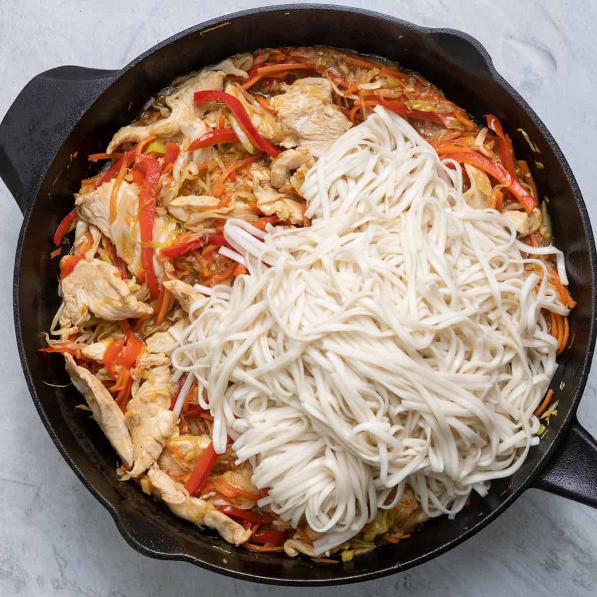Noodles added on top.