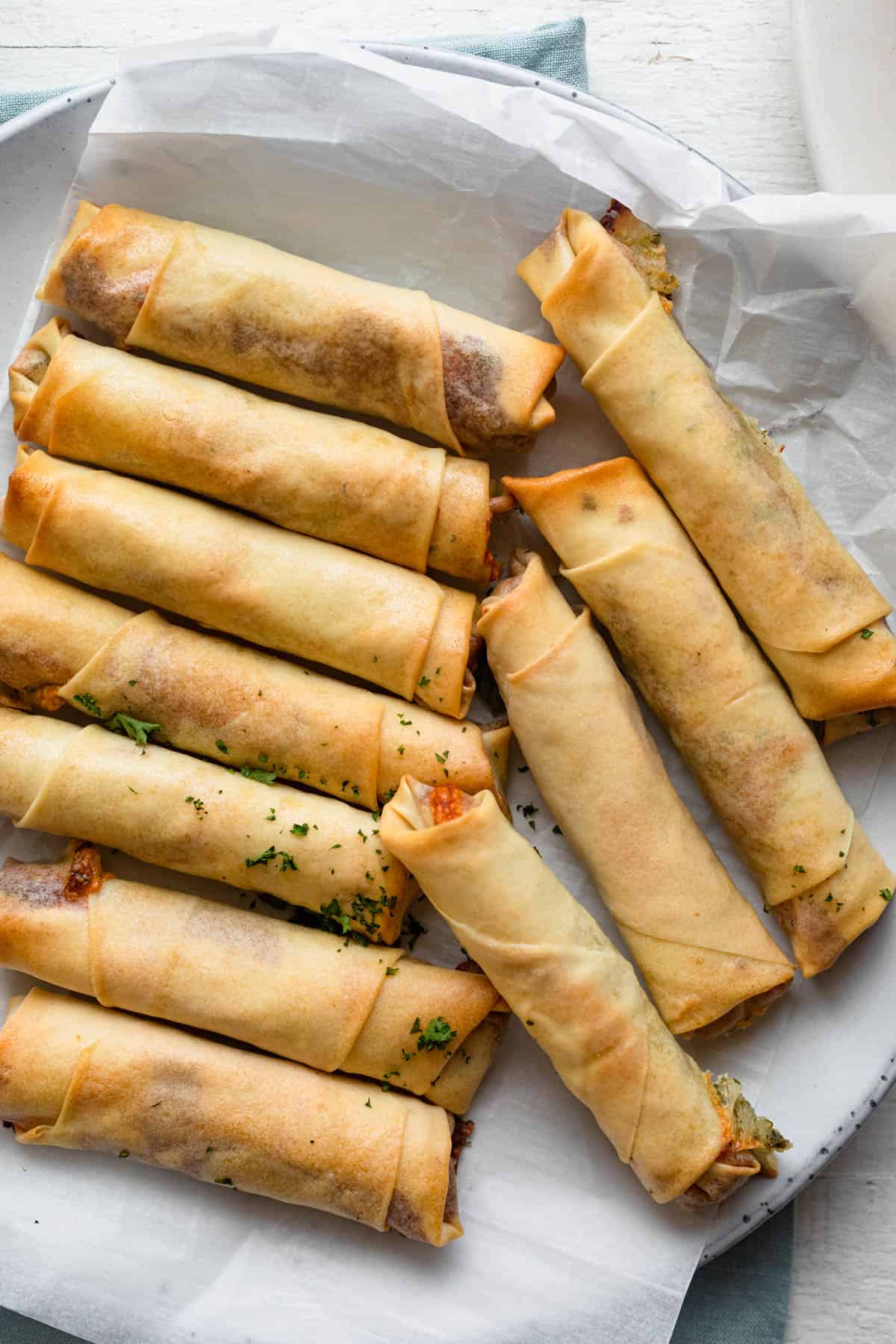 Plate of Lebanese cheese rolls - rakakat