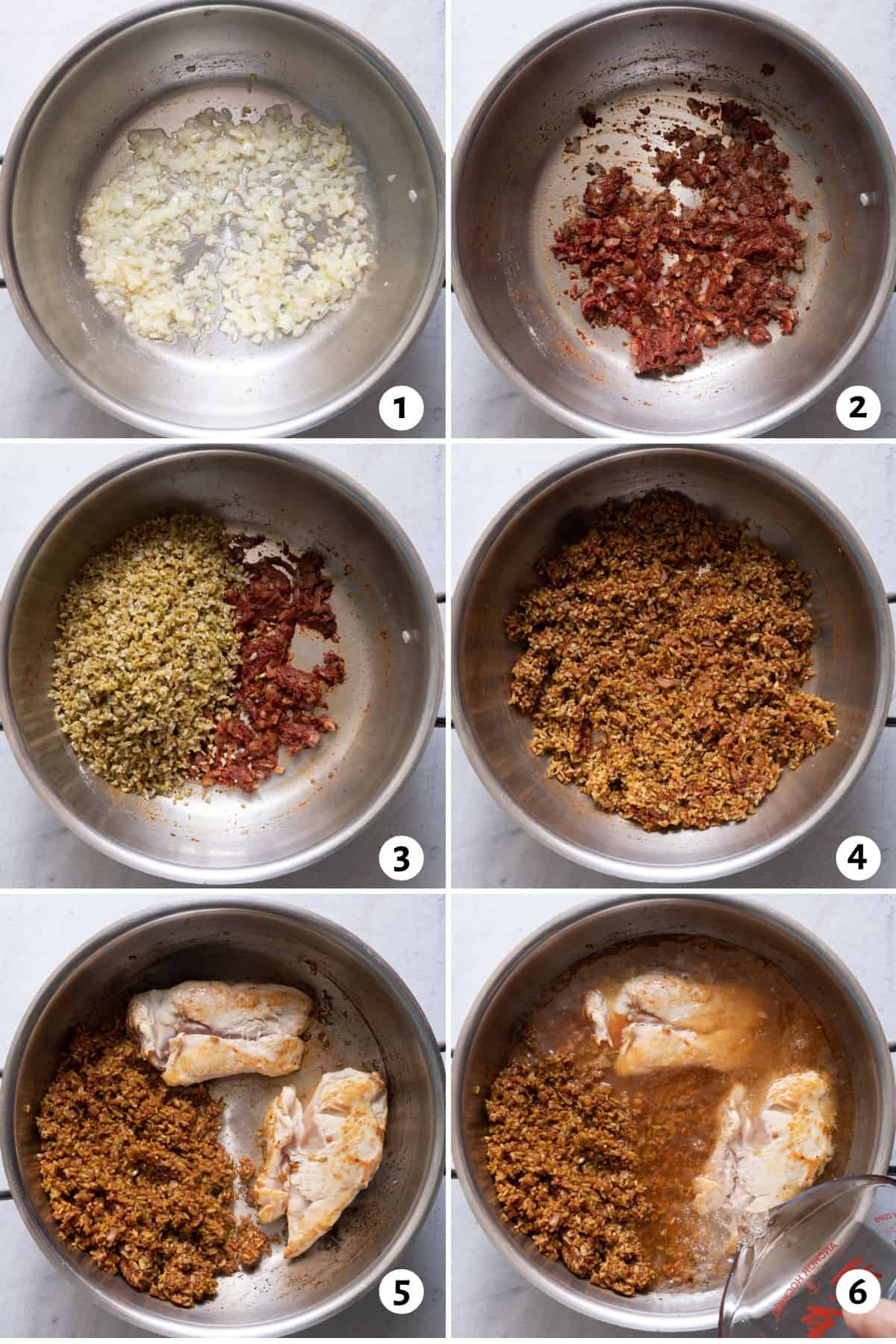 6 image collage on how to make soup recipe