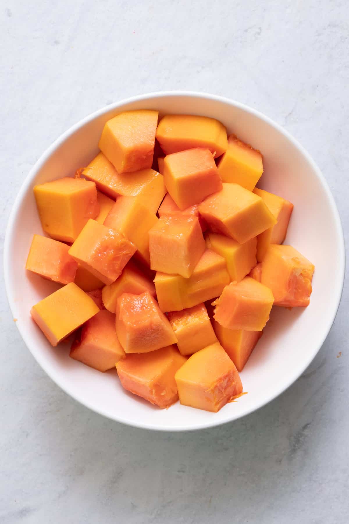 bowl of papaya chunks