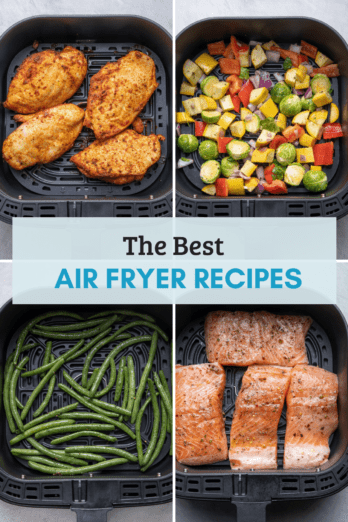 Collage of 4 images for best air fryer recipes