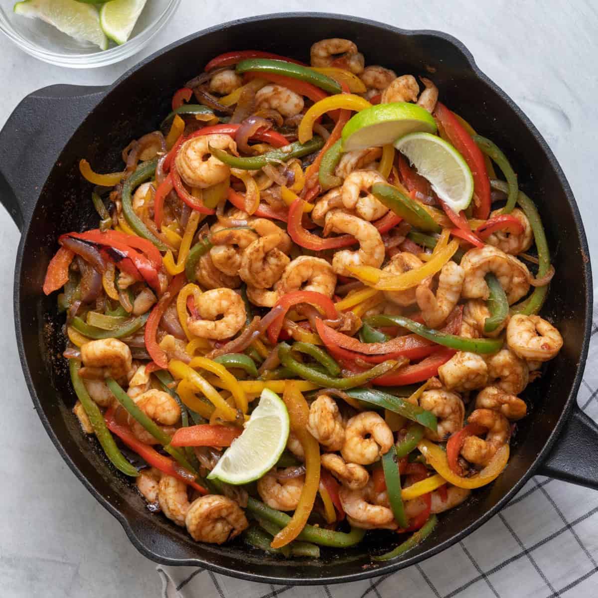 Shrimp Fajitas with Avocado Salsa.