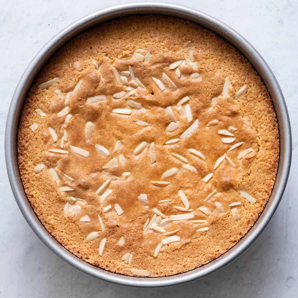 Batter in pan after baked.