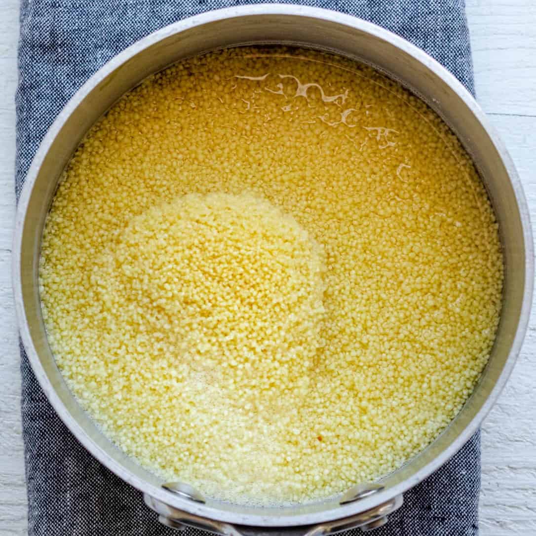 Couscous in pot before cooking.
