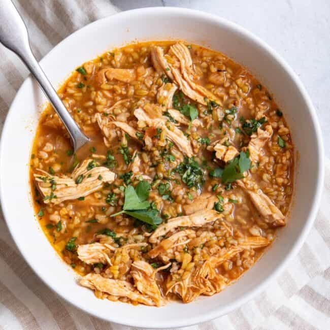 Freekeh Soup with Chicken.