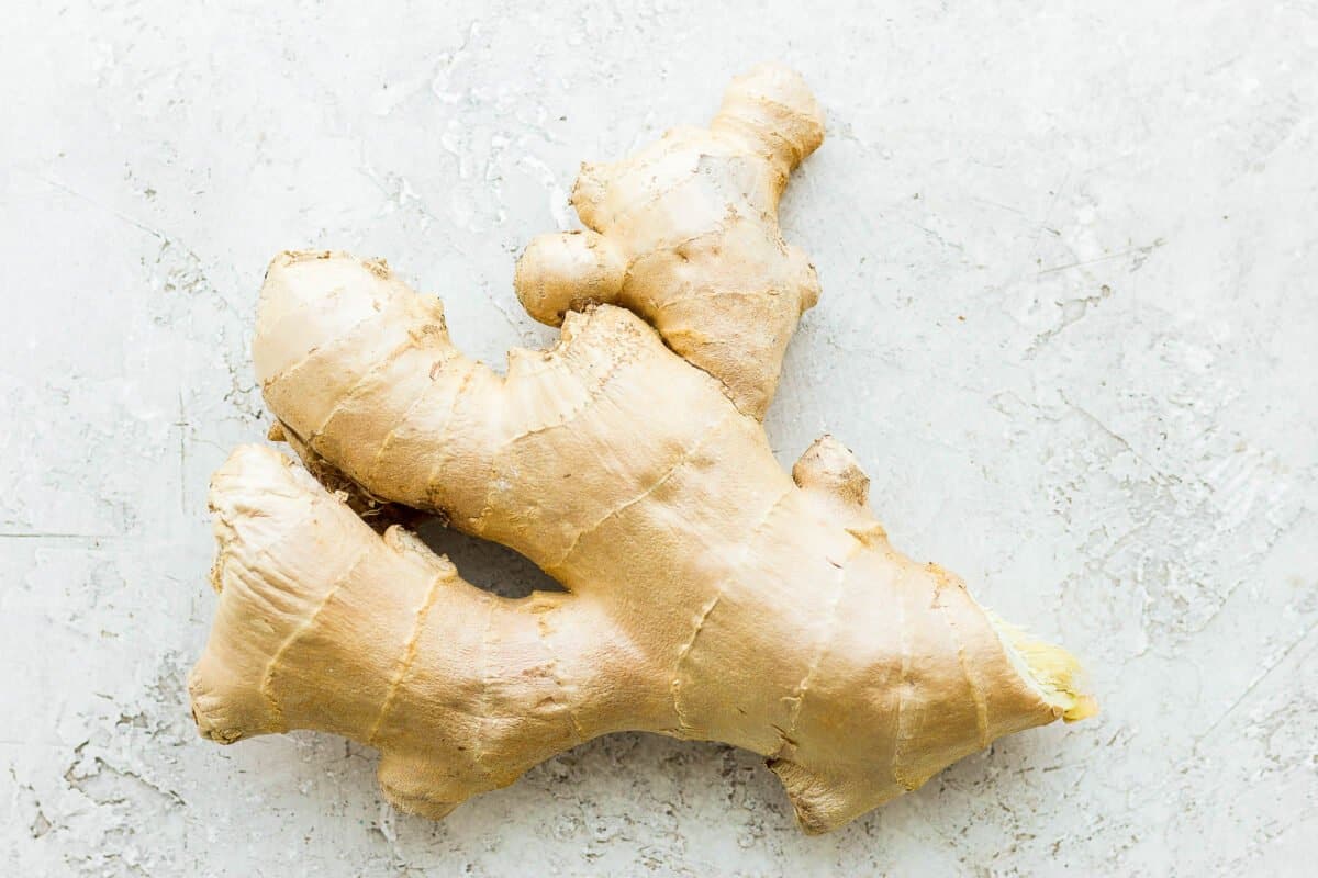 Close up of a piece of fresh ginger.