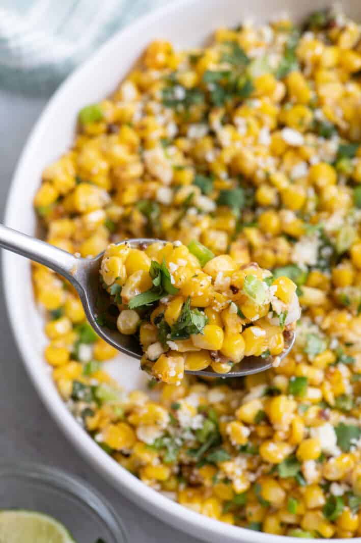 Mexican Street Corn Salad {NO Mayo!} - Feel Good Foodie