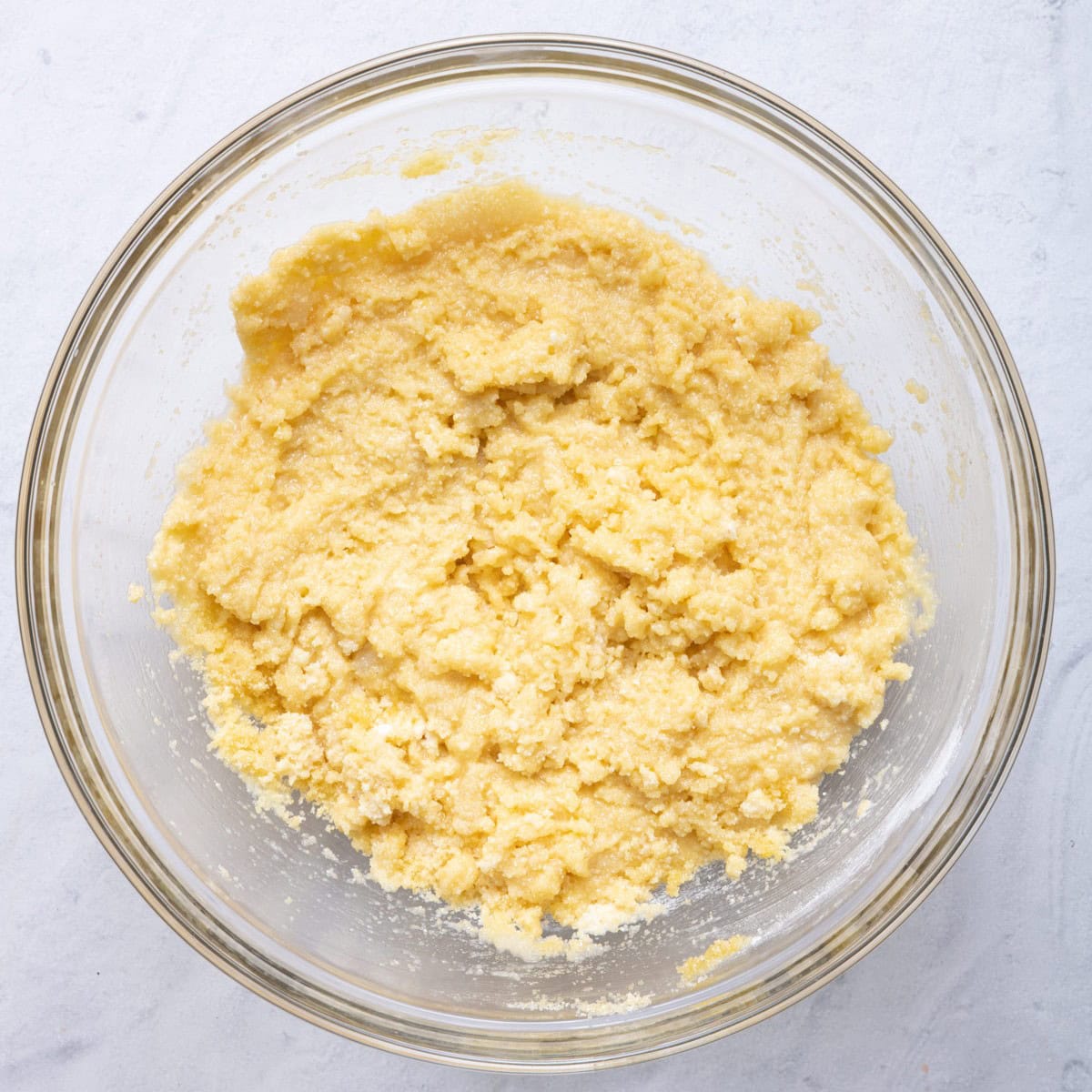 The namoura ingredients in a bowl after mixing together.