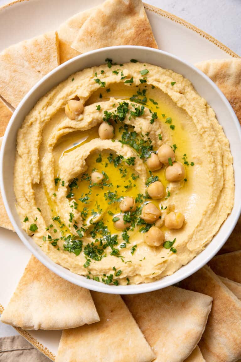 Homemade Roasted Garlic Hummus Dip - Feel Good Foodie