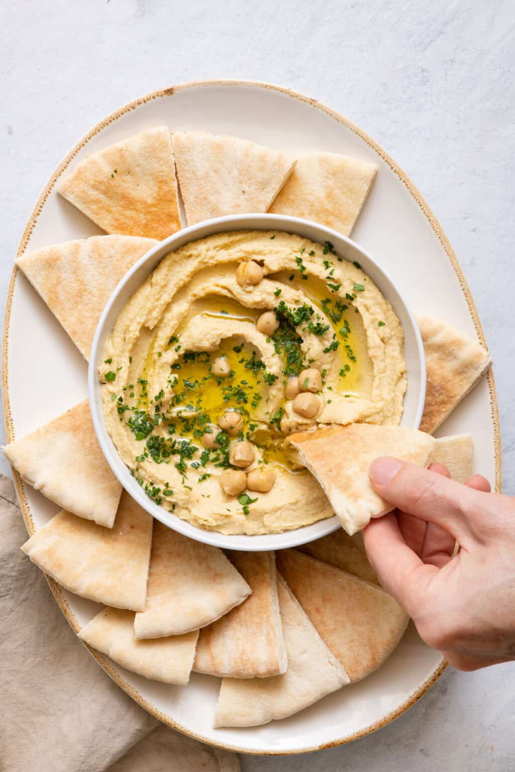 Homemade Roasted Garlic Hummus Dip - Feel Good Foodie