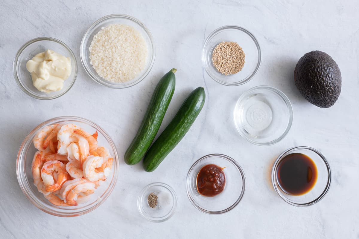 Ingredients to make the sushi stack.