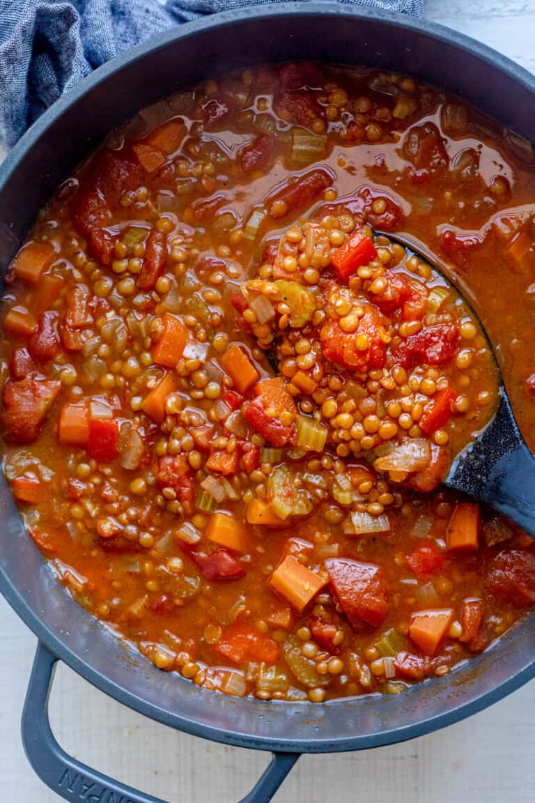 Tomato Lentil Soup {Green Lentil Recipe} - FeelGoodFoodie