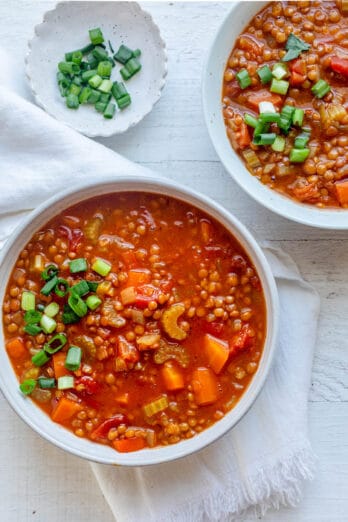 Tomato Lentil Soup {Green Lentil Recipe} - Feel Good Foodie