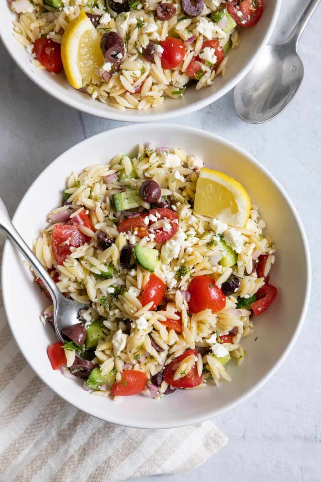 Mediterranean Greek Orzo Salad With Feta Feel Good Foodie