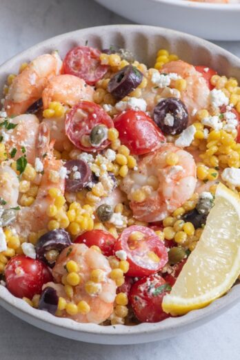 Mediterranean Couscous with Shrimp.