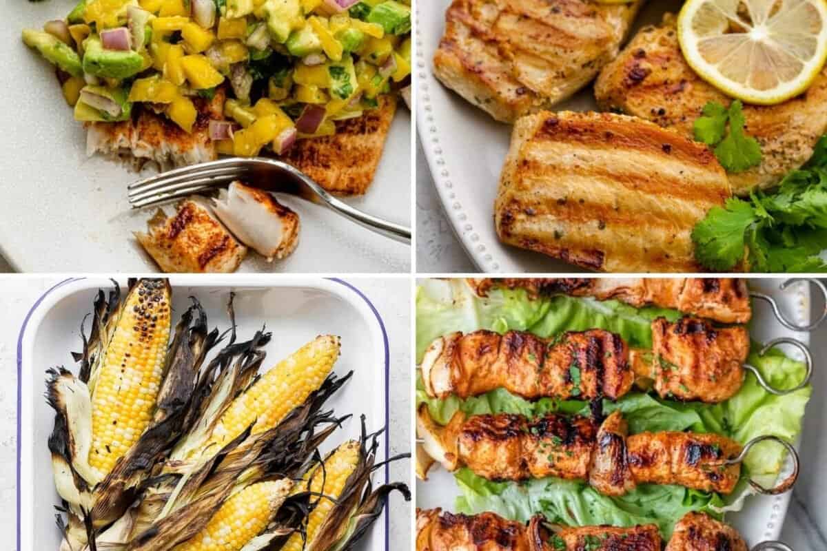 4 image collage of Memorial Day BBQ recipe dishes.