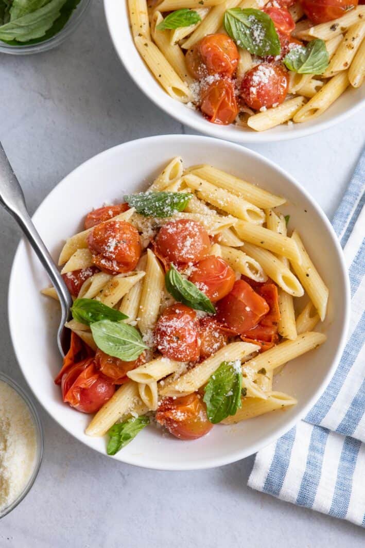 Roasted Cherry Tomato Pasta {With Penne} - Feel Good Foodie