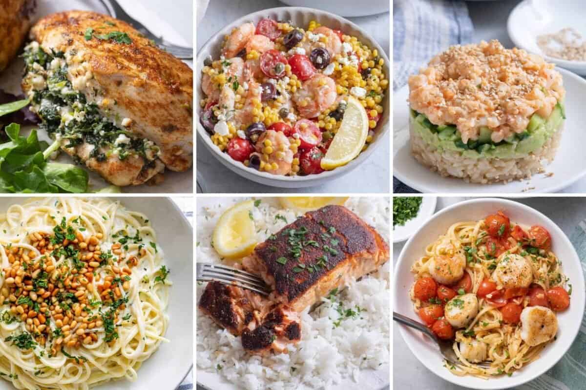 6 image collage of recipes to make for Father's Day.