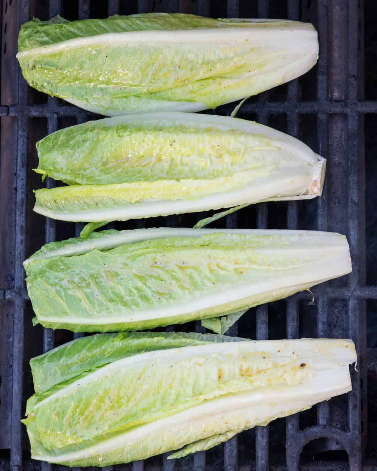 Lettuce on grill cut side down.