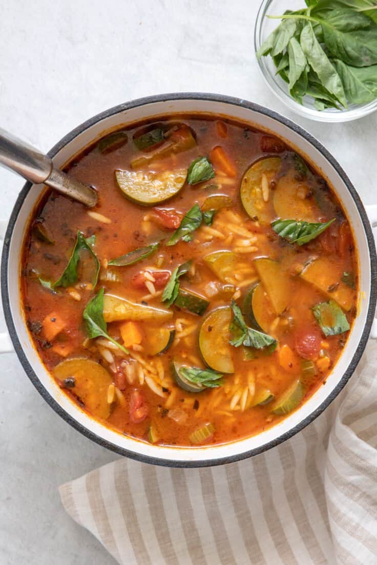 Zucchini Orzo Soup {Vegetarian Version} - Feel Good Foodie