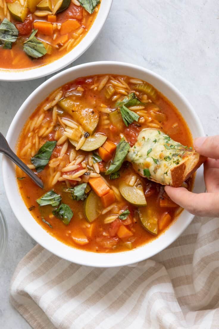 Zucchini Orzo Soup {Vegetarian Version} - FeelGoodFoodie