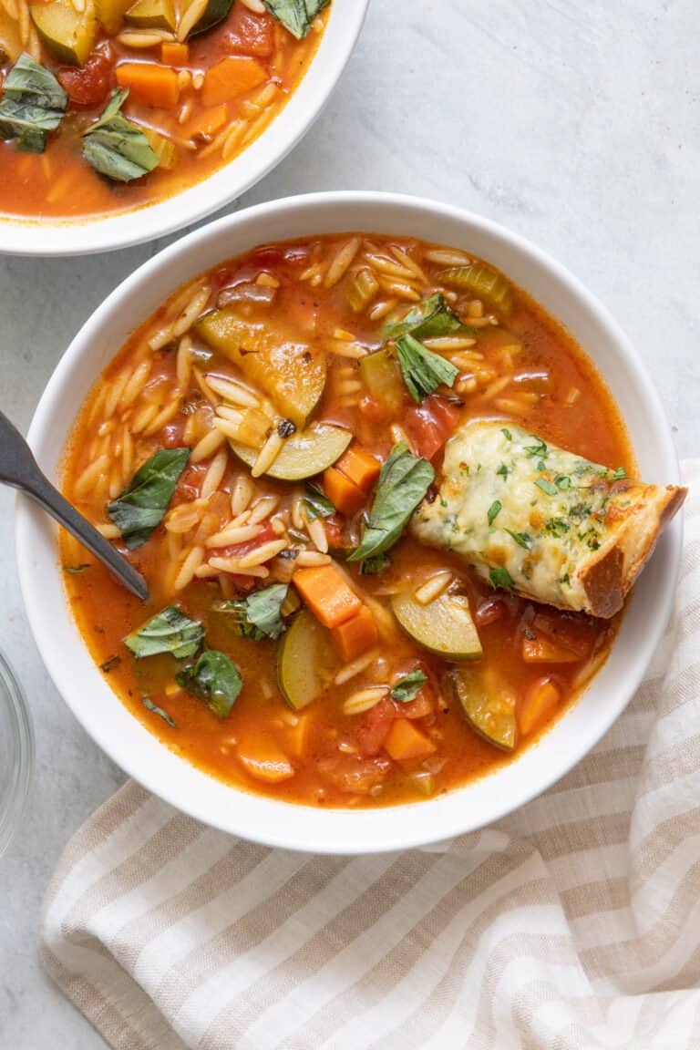 Zucchini Orzo Soup {Vegetarian Version} - Feel Good Foodie