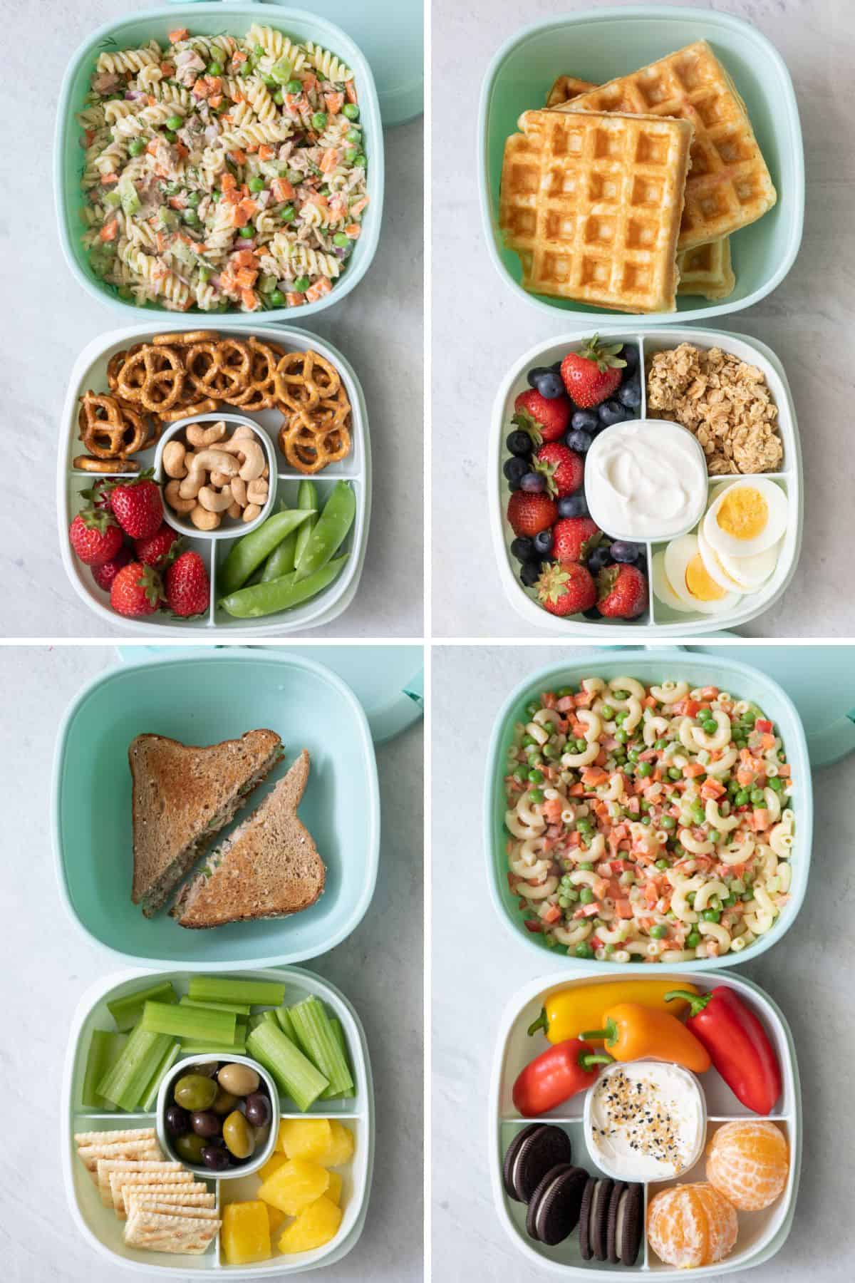 Roundup section image of collected recipes for older kids' lunchbox ideas.