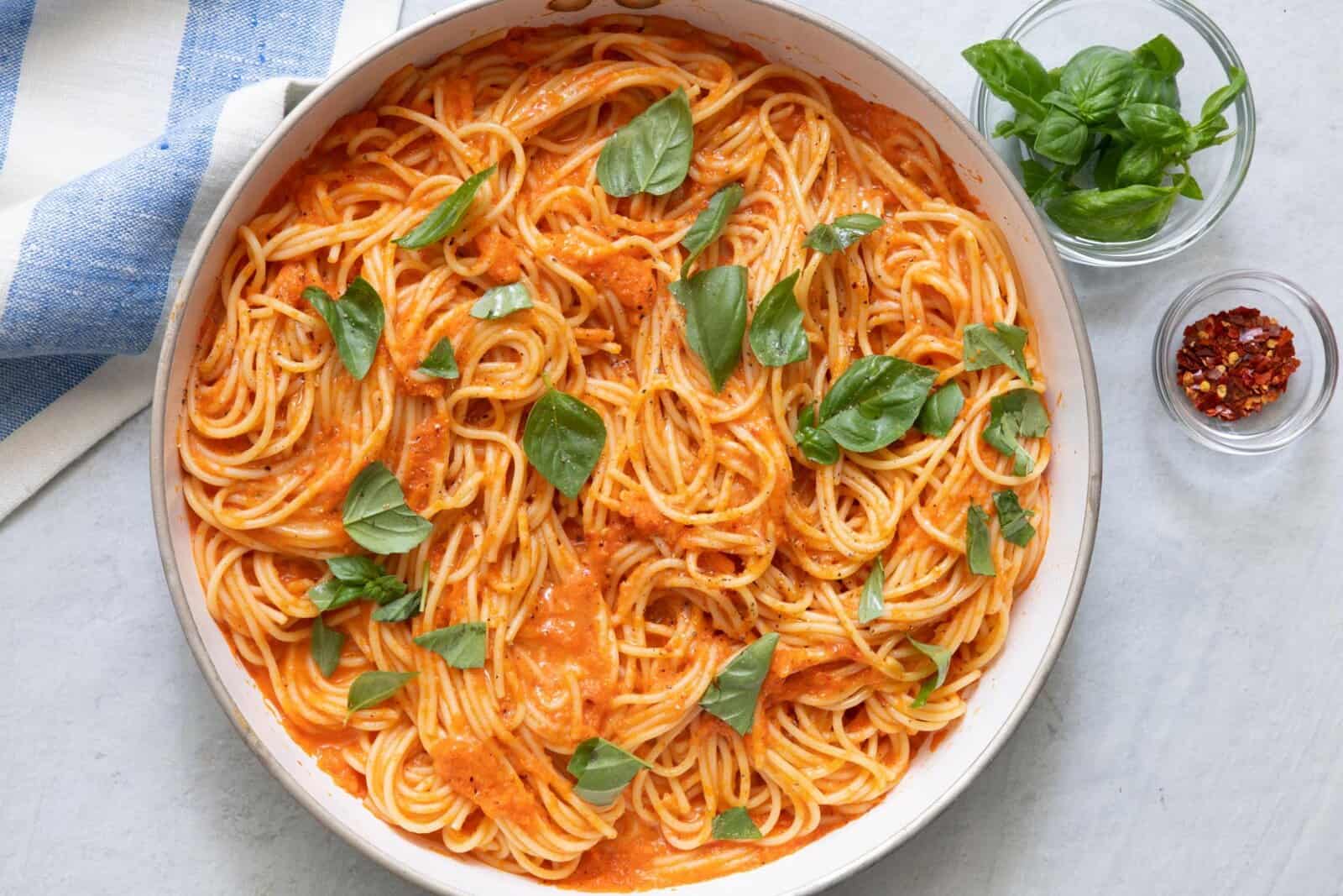 Creamy Roasted Red Pepper Pasta.