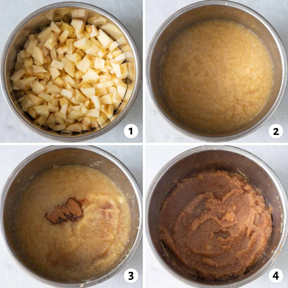4 image collage making recipe in an instant pot.