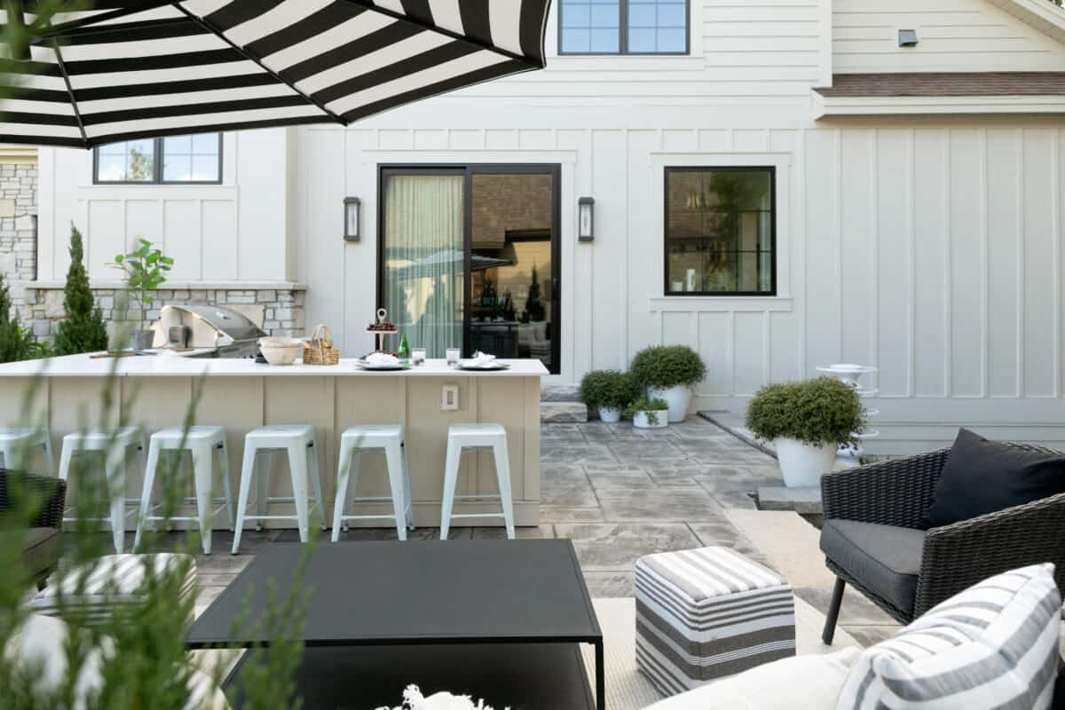 Patio showing the door opening from the dining room