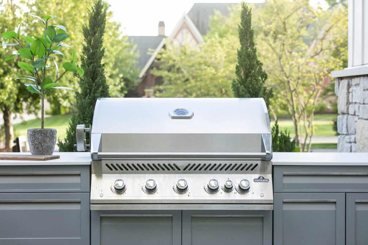 Napoleon grill in outdoor kitchen